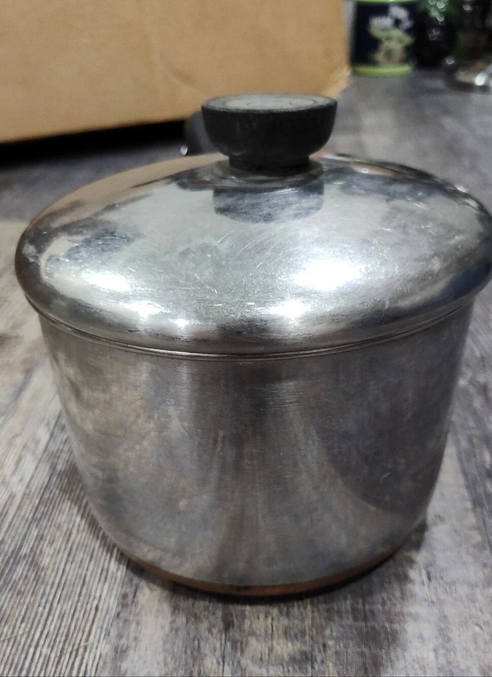1801 Revere Ware 2 QT Quart Sauce Pan Copper Clad Bottom With Lid Made In USA